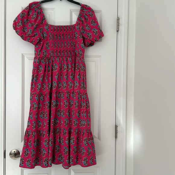 J Crew tiered midi floral smock back dress 10p 10 petite NWT - Picture 6 of 7